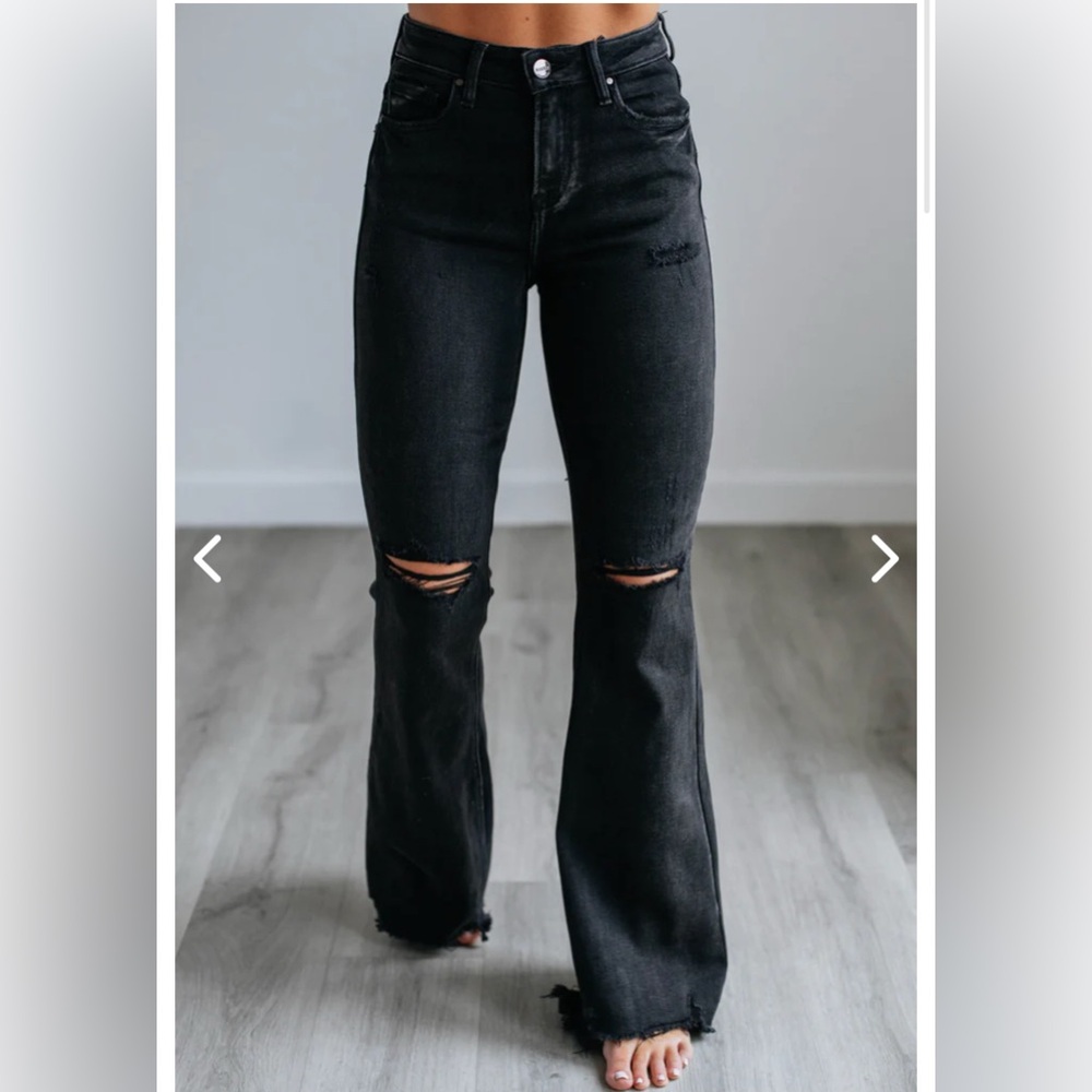Women's High Rise Black Flare Jeans